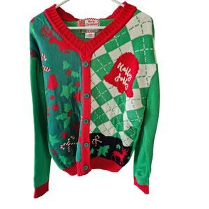 Merry Christmas Ugly Christmas Sweater Button up Cardigan Size M